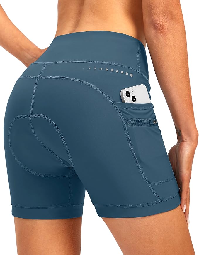 Women's 4D Padded Bike Shorts 5"/7" Riding Underwear Cycling Bicycle Road Biking Cycle Shorts for Women Zipper Pockets