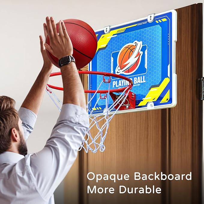 Indoor Mini Basketball Hoop - Over The Door Hoop for Bedroom & Office, Kids Boys Gift, Wall Mount & Door Hanging