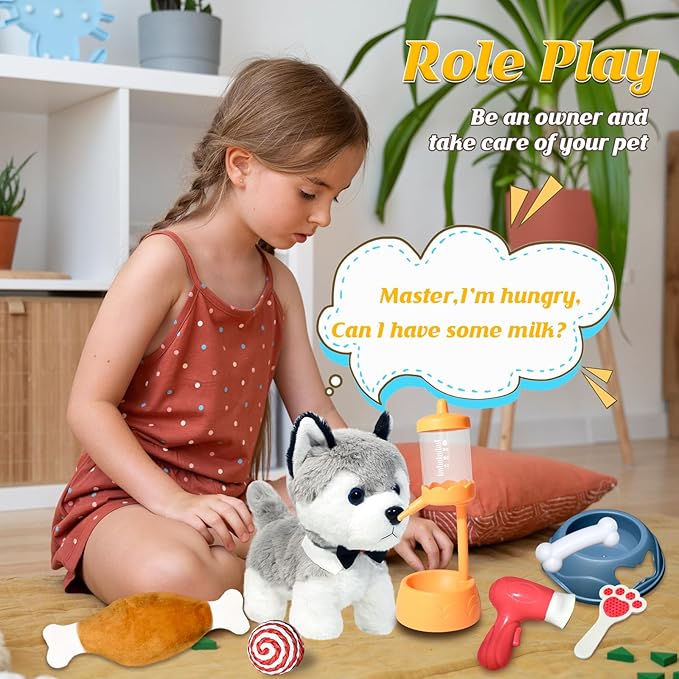 Puppy Toys for Kids, Toy Dogs That Walk and Bark, Walking Dog Toy for Kids with Leash, Interactive Stuffed Puppy with Remote Control, for Girls and Boys Aged 3-7 Year Old