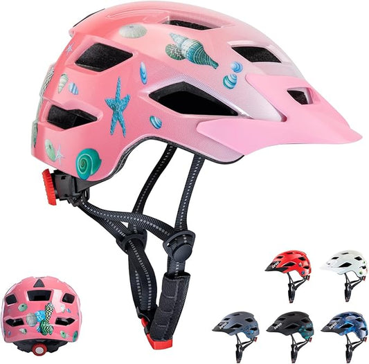 Kids Bike Helmet for Boys & Girls Ages 5-8-14,Lightweight Adjustable 50-57cm Bicycle Helmet with Visor & Reflective Strap，CPSC Certified for Cycling, Skating, Scooters