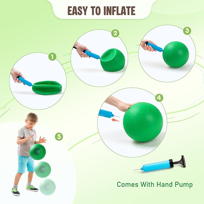 EVERICH Playground Balls Kickball, 6 or 12 Pack 8.5" Soft Dodgeballs Bouncy Rubber Kick Balls for Kids Adults Outdoor Indoor, 4 Square Ball School Yard Games Gift for Boys Girls 3-5 5-8 8-12 with Pump