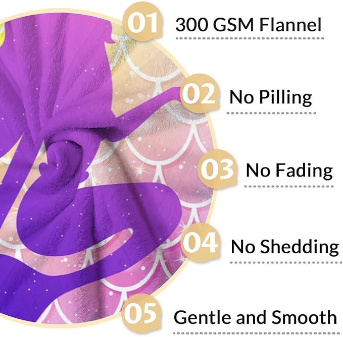 Mermaid Blanket - Soft, Fuzzy & Warm - 60"x80" Twin Size Blanket for Bed, Couch & Living Room - Colorful Cute Throw Gifts for Girls