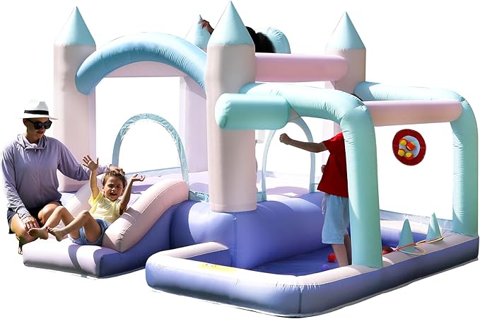 Bounce House Inflatable Slide Kids Bouncy Castle with Ball Pit,Dreamy Jumper with Air Blower for Wet and Dry