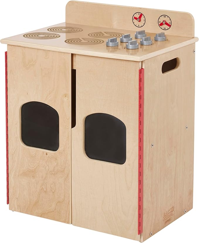 Chef's Station Kids Wooden Pretend Kitchen Stove, Play Kitchen, Natural