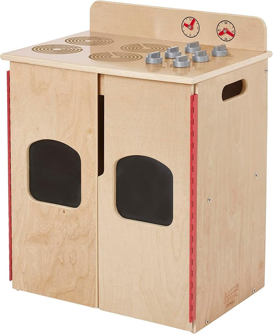 Chef's Station Kids Wooden Pretend Kitchen Stove, Play Kitchen, Natural