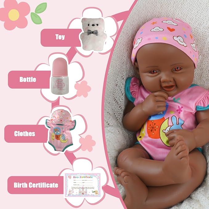 17.3 in Full Silicone Reborn Baby Dolls, 1:1 Lifelike Newborn Dolls Non Vinyl Realistic Reborn Toddler Dolls Boy Washable Sleeping Doll
