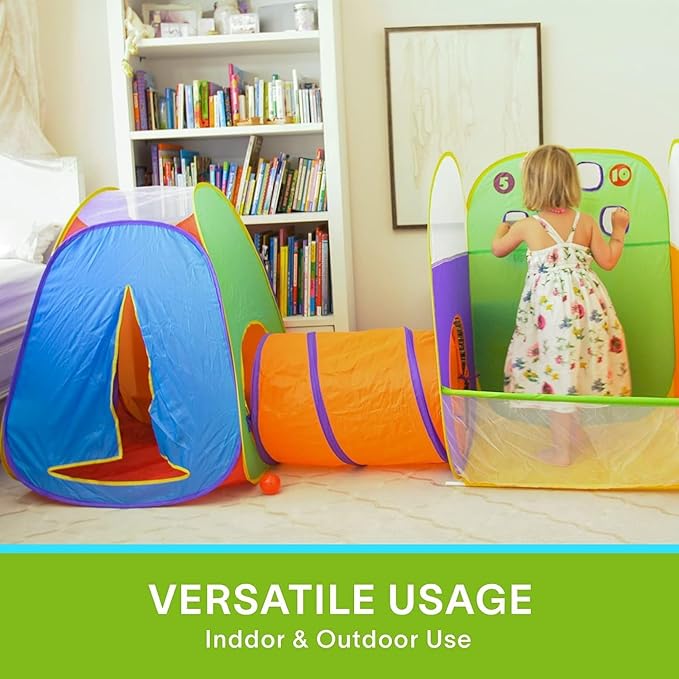 Alvantor Kids Tent Play Tents & Tunnel 3-in-1 Pop Up Tent with Tunnel Toddler Ball Pit Indoor/Outdoor Tents Fun Toss It Game Zone Playhouse for Children (Include 4 Balls)