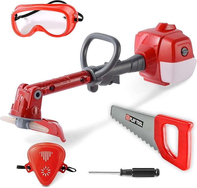 Toy Choi's Toy Trimmer - Power Construction Play Tool Kids Trimmer,Outside Pretend Play Garden Toy with Light Sound,Educational Gift Kid Toddler Tool Set for Boy Girl Age 3, 4, 5,6,7+