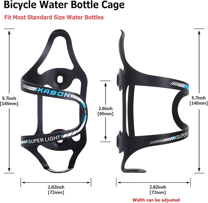 Bike Water Bottle Holder, KABON Lightweight Bicycle Alloy Aluminum Side Load Water Bottle Cage Brackets for Road Bike Cycling Accessories - Blue