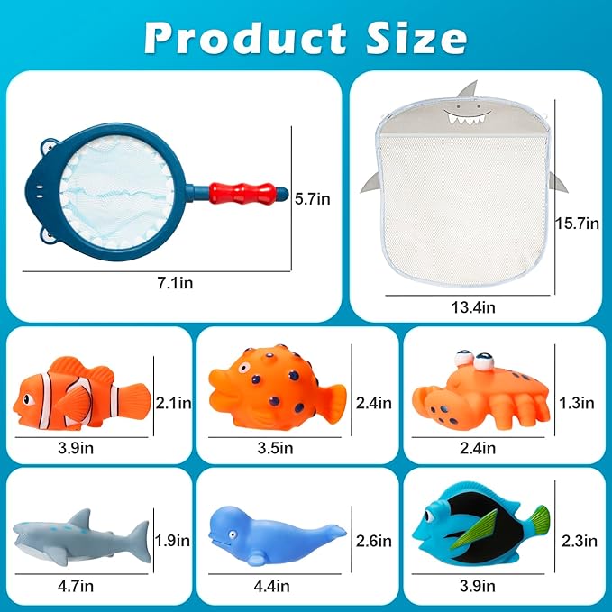No Hole Mold Free Baby Bath Toys for Toddlers 1-3, Water Toys for 6-12 Months Infants with Storage Bag, Baby Shark Toys for Pool, Bathtub, Beach, Shower, Tub,Ideal Gifts for Kids Boys and Girls