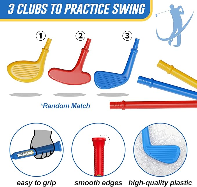 Liberry Toddler Golf Set for 2 3 4 5 Years Old Boys Girls, Kids Golf Clubs Set with Putting Mat, Outdoor Indoor Sports Toys Christmas Birthday Gift