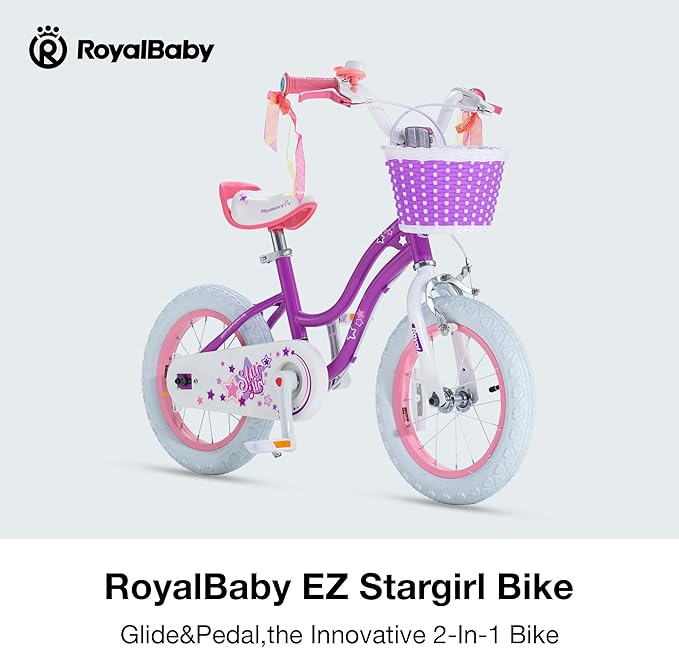RoyalBaby Girls Bike Classic & EZ Kids Bike, Balance and Pedal Bicycle, 12 14 16 18 20 Inch Toddlers to Big Kids 3-10 Years
