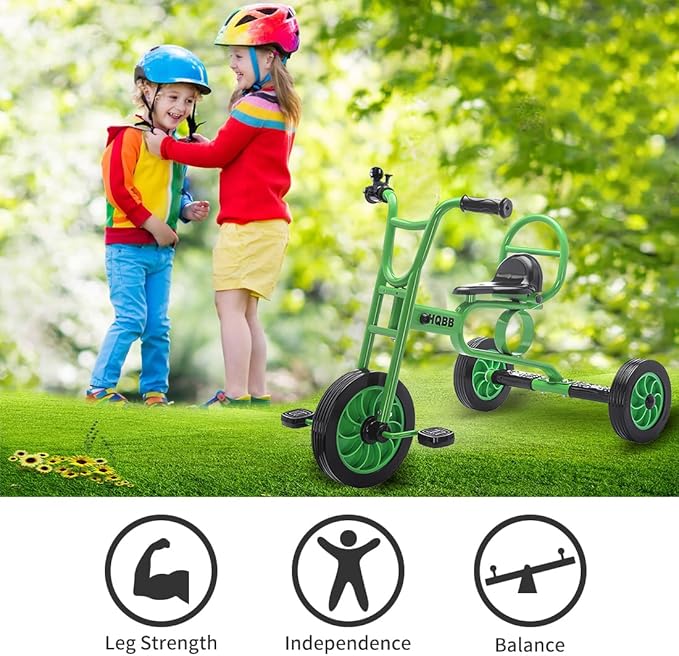 Kids Tricycle for Ages 3+, Preschool Daycare Playground Kids Balance Bike, Home Toddler Trike with Bell and Rubber Wheels, Boys and Girls Indoor/Outdoor Play Equipment