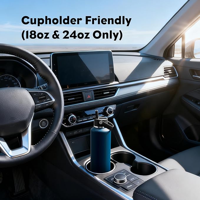 POWCAN 24 oz Water Bottle Insulated: BPA-Free, Leakproof Lid with Straw, Lightweight, Flex Cap, Stainless Steel Water Bottle for Office, Men, Gym, Commute, Worker, Walking, Cycling (Indigo Blue)