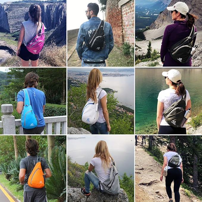WATERFLY Crossbody Sling Bag Small Water Resistant Backpack Lightweight Shoulder Chest Daypack for Men Women Hiking Travel