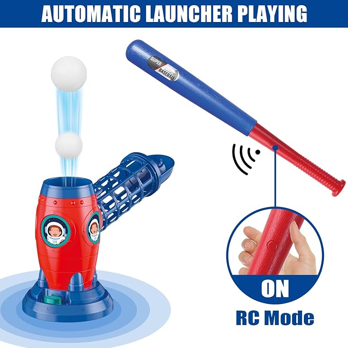 Baseball Set RC Pitching Machine with Plastic Baseball Bat for Toddler Kids Sports & Outdoors Toys - Training Equipment & Batting Practice Toys Gifts for Youth Boys & Girls