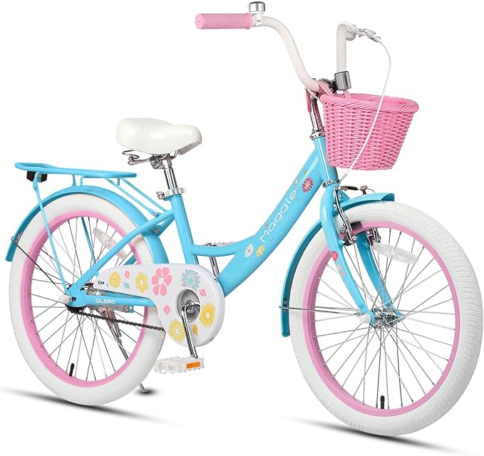 Glerc Maggie Girls Bike, 12-20 Inch Kids Bike for 2-13 Years Old Children, Princess Style Kids Bicycle with Doll-Seat & Basket & Training Wheels, Multiple Colors