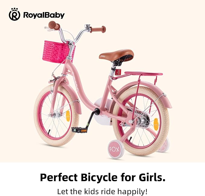 Royalbaby Princess Girls Kids Bike 12 14 16 18 20 Inch Children Bicycle with Basket for Age 3-12 Years