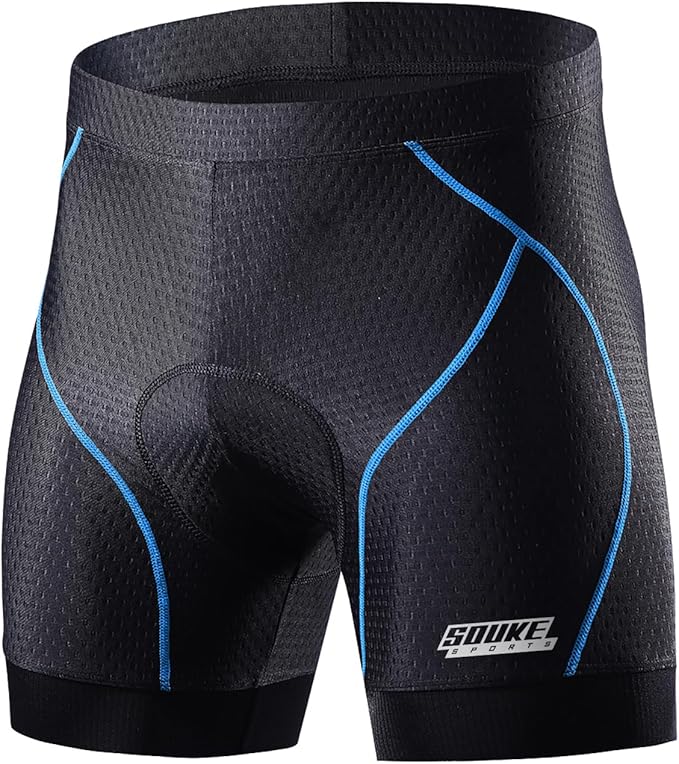 Souke Sports Men's Cycling Underwear Shorts 4D Padded Bike Bicycle MTB Liner Shorts with Anti-Slip Leg Grips