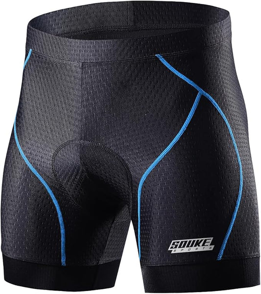 Souke Sports Men's Cycling Underwear Shorts 4D Padded Bike Bicycle MTB Liner Shorts with Anti-Slip Leg Grips