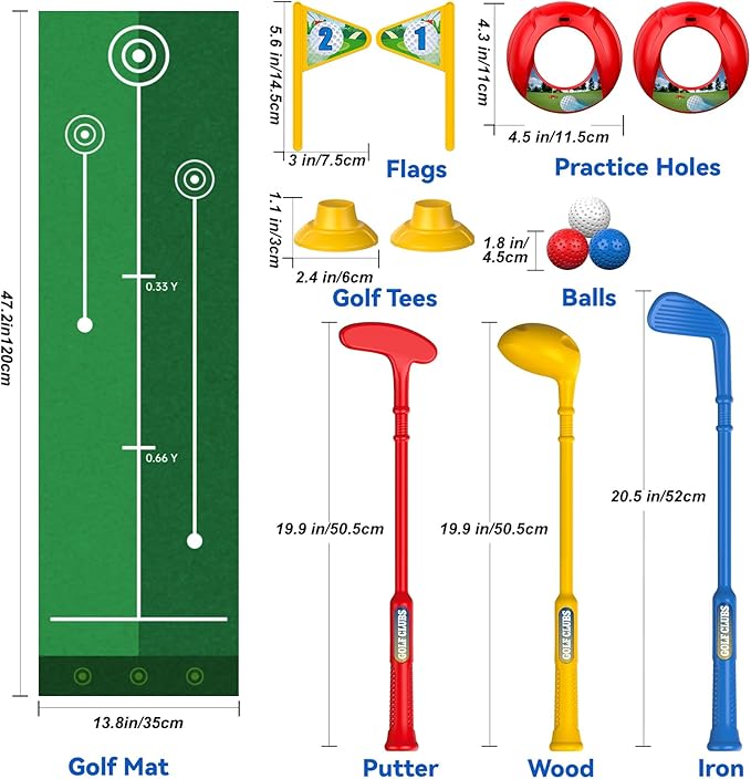 Liberry Toddler Golf Set for 2 3 4 5 Years Old Boys Girls, Kids Golf Clubs Set with Putting Mat, Outdoor Indoor Sports Toys Christmas Birthday Gift