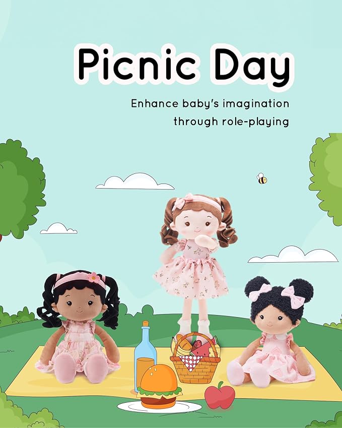 LeyaDoll Soft Baby Doll Toys (16''), My First Baby Rag Doll for 1 Year-Old Girl Birthday Gift, Christmas Plush Toys Gift for Toddler Kids Infants-Princess Petal