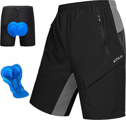 Men's Mountain Bike Shorts 3D Padded Baggy Bicycle Riding Cycling Shorts Quick Dry Lightweight Biking Shorts