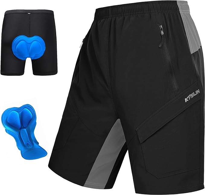 Men's Mountain Bike Shorts 3D Padded Baggy Bicycle Riding Cycling Shorts Quick Dry Lightweight Biking Shorts