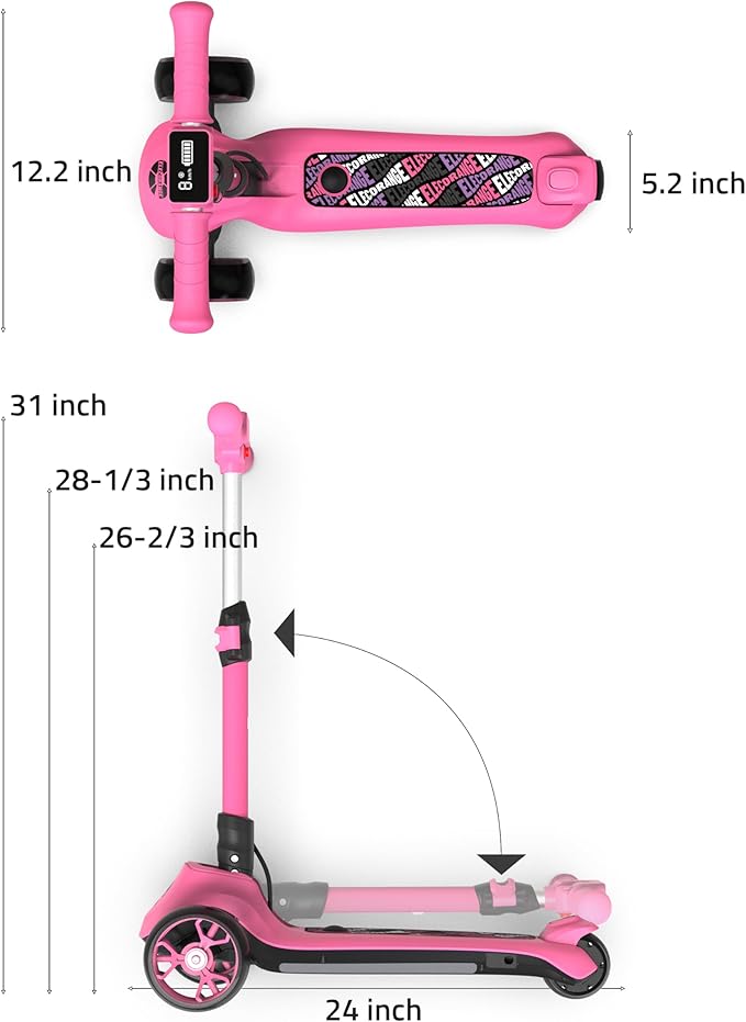 Elecorange T200/T500 Balance Electric Scooter for Kids Age 4-9, 2 Types Front Wheels, Electric Horn, Full Body Lights Up, Wide Deck, 5Mph Safe Speed, 70min Riding, Foldable Kick Scooter Boys & Girl