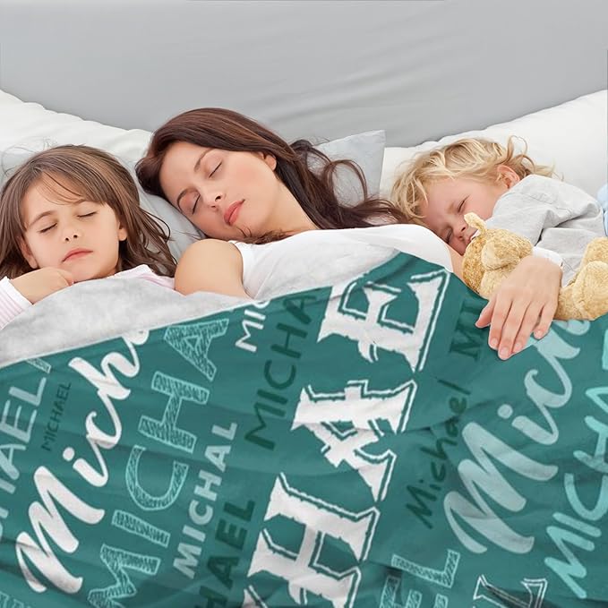 Ship Next Day, Personalized Baby Blanket with Name - Printed in USA, Custom Name Blanket for Boys Girls Kids, Customized Flannel Blankets Gifts for Teen Shower Toddlers Christmas Brithday