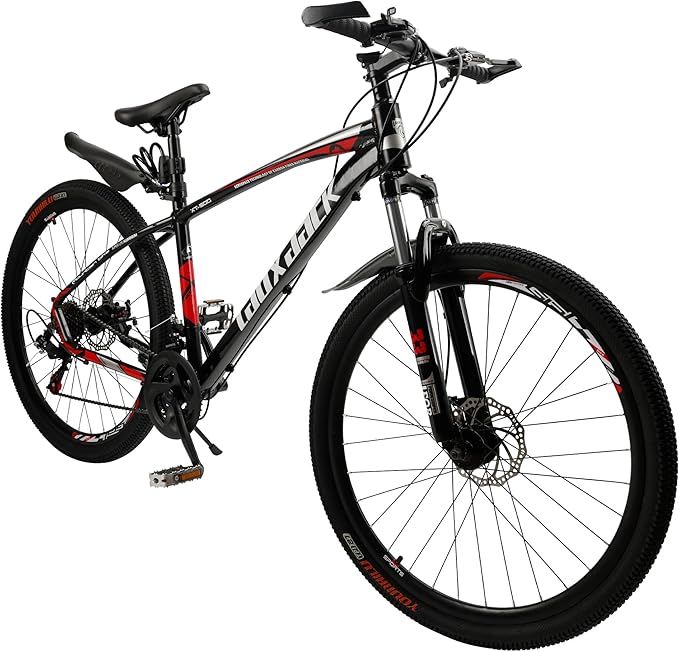 Bruce & Shark 27.5 inch Mountain Bike, 21-Speed Front Suspension & Mechanical Disc Brakes, 265 LBS Load, Adjustable Ergonomic Seat, City/Road Commuter MTB Bicycles for Adult