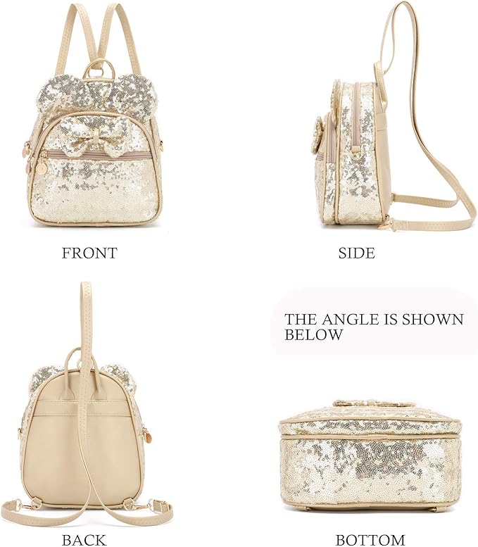 KL928 Girls Mini Backpack Bowknot Polka Dot Cute Small Daypacks Convertible Shoulder Bag Purse for Women