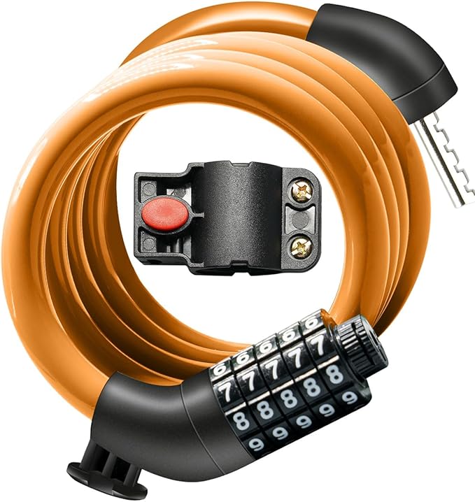 Bike Lock Cable with Combination,High Security 5-Digit Resettable Combination Bicycle Lock Anti-Theft, with Mounting Bracket for Bikes and Scooters