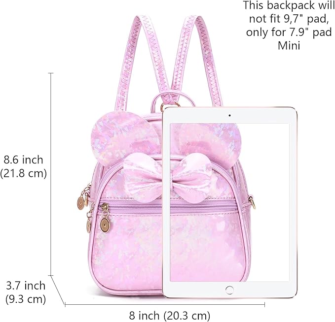 KL928 Girls Mini Backpack Bowknot Polka Dot Cute Small Daypacks Convertible Shoulder Bag Purse for Women