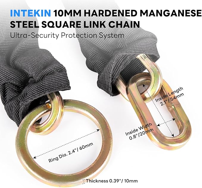 Security Chain 3.3 ft x 3/8" Thick Bike Lock Chain - High Security Hardened Steel Cut Proof Chain for Bikes, Containers, Motorcycles, Trailers, ATV's (Chain Only)