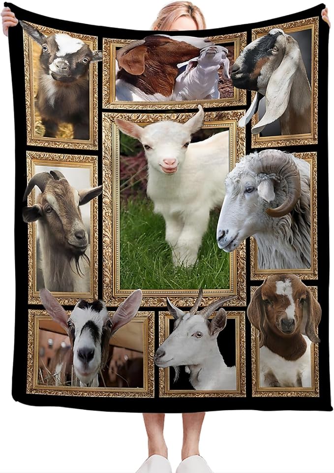 Goat Blanket Ultra Soft Cozy Sheep Throw Blanket Fleece Fuzzy Plush Bedding Goat Sheep Lovers Gifts for Women Girls Kids Adults 50"x40"
