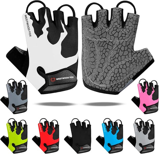 Cycling Gloves Half Finger Unisex Padded Grips Palm Bicycle Summer MTB Bike Gloves for Men Women Non-Slip Fingerless Short Mountain Bike Sports Hiking Climbing Gym