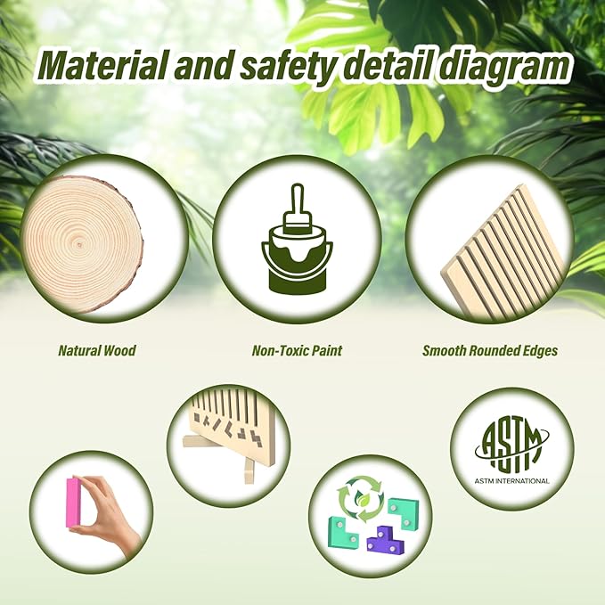 Wooden Block Puzzle Montessori Toy，Colorful Stacking Game Educational Puzzle for Toddlers and Kids, Brain Teaser Wooden Toy Gift for 3 4 5 Year Old Boys and Girls