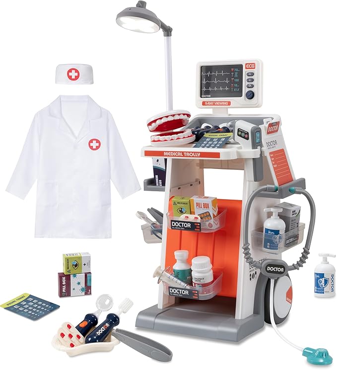 STEM Doctor Playset for Kids - Interactive Doctor Kit for Kids with Realistic LED Lights & Sounds, Role Play Kit to Diagnose & Heal, Educational Gift for Ages 3-5