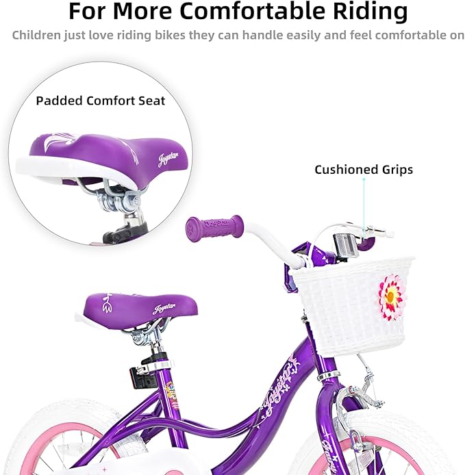 JOYSTAR Fairy Girls Bike for Toddlers and Kids Ages 2-8 Years Old, 12 14 16 18 Inch Kids Bike with Training Wheels, Handbrake and Basket, Toddler Girl Bike, Children Bicycle