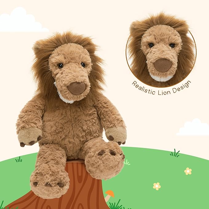 MaoGoLan Cute Lion Stuffed Animal 17.7 inch - Cozy Lion Plush with Fluffy Mane- Large Snuggly Zoo Safari Stuffed Animal Toys Gift for Kids,Boys,Girls,Lion Lover