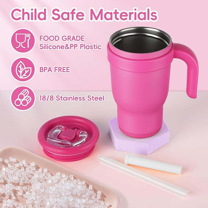 14oz Toddler Sippy Cup Vacuum Insulated Stainless Steel Kids Cup with Handle, Spill-Proof Straw, Leak-Proof Travel Cup for Home or On-the-Go
