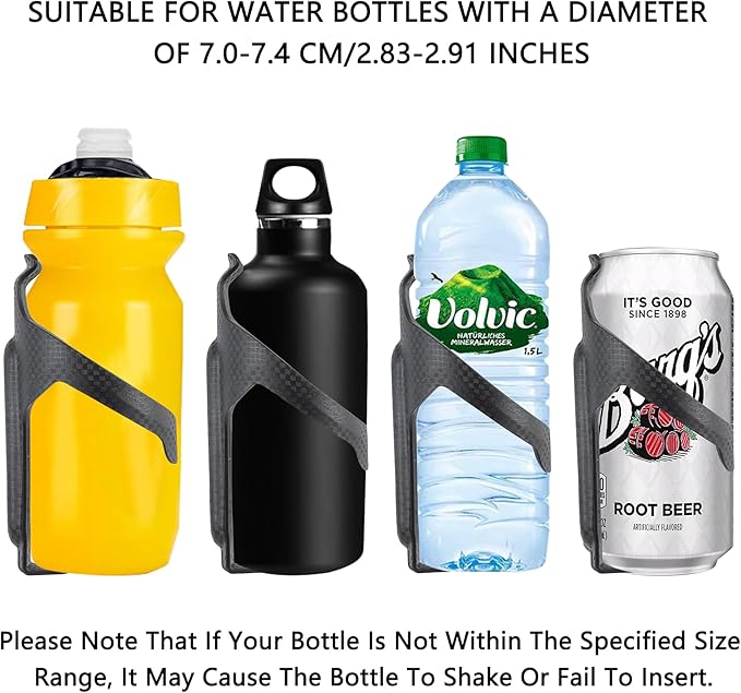 Nylon Carbon aero Bike Water Bottle Holder Cage for Road Bikes Mountain Gravel e Bike Bicycle for 2.76-2.95 in Diameter Bottles, 2-Pack