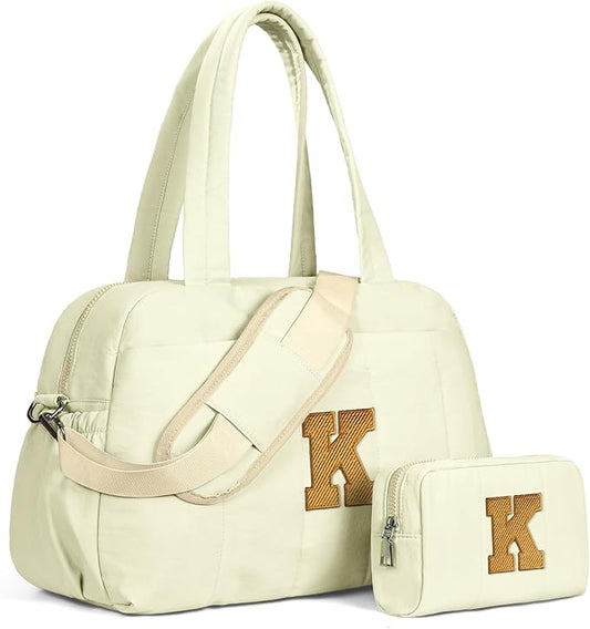 15 Year Old Girl Gifts-Duffle Bag for Travel Women, Travel Bags，Gifts for Girls-Initial Overnight Bag with Wet Pocket，Lightweight Weekender Bags Personalized Gym Tote with Makeup Pouch