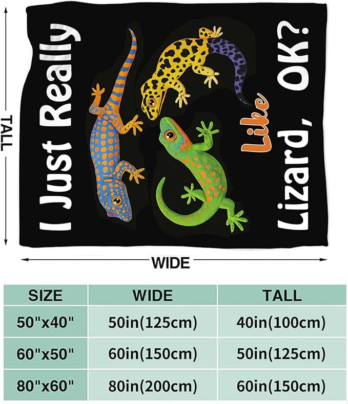 Lizard Blanket Gifts for Girls Boys Reptiles Lovers Throw Blankets Cozy Plush Fleece Lizards Decor Flannel Fuzzy for Kids Women Men 60"X50"
