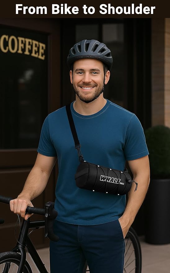 whale fall Bike Handlebar Bag – 2.4L Cycling Front Bag with Elastic Cord & Shoulder Strap, Lightweight Commuter Accessories for Road & Mountain Bikes, Reflective & Water-Resistant Fabric