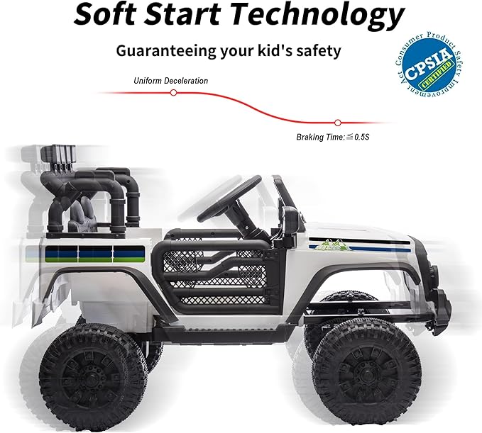 24V Kids Ride on Toy, Kids Electric Vehicles Car Ride on Car Truck for Toddlers 3-5 with Remote Control, 2x200W Motor - Snow White