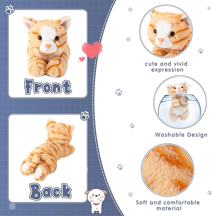 3 Pcs 9 Inch Cat Stuffed Animal Plush Gift Cute Kitten Plush Toys Small Cat Stuffed Animal Sleeping Gifts for Boys Girls Pet Party Favors(Classic Style)