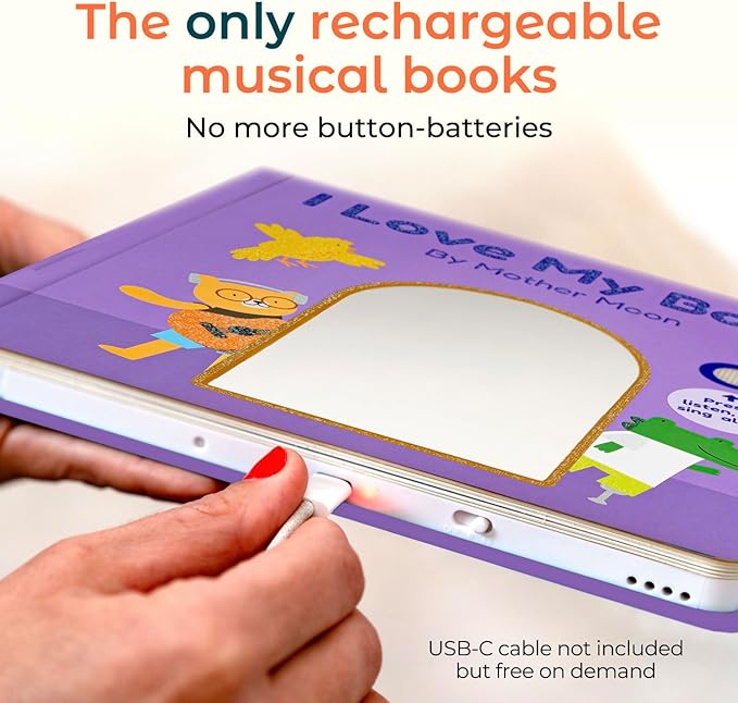 Cali's Books I Love My Body by Mother Moon | Feelings & Emotions Book for Toddlers 1-3 - Musical Books for Kids, Interactive Toddler Sound Book, Talking Learning Music Toys