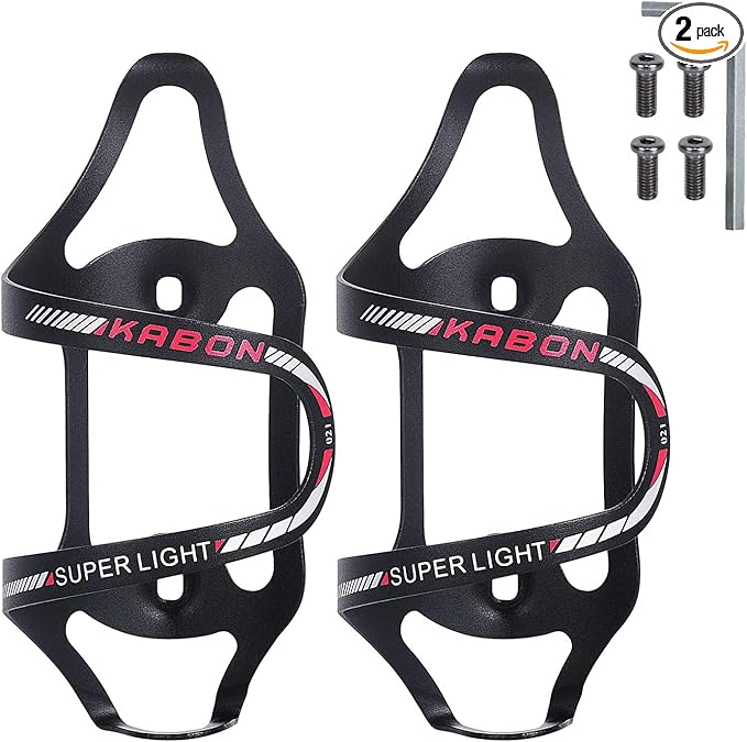 KABON Bike Water Bottle Holder, Lightweight Bicycle Alloy Aluminum Side Load Water Bottle Cage Brackets for Road Mountain Bike -2pcs